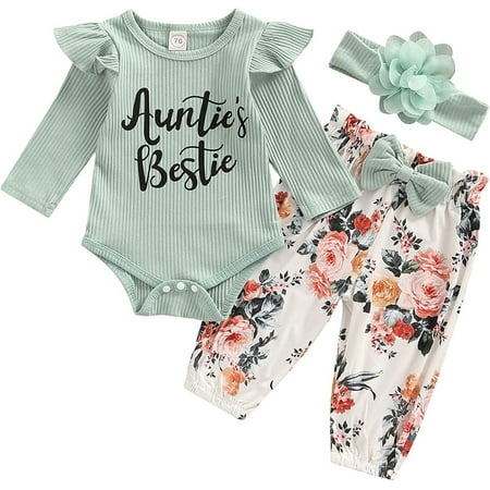 QWZNDZGR Newborn Infant Baby Girls Clothes Set Auntie Saying Letter Rompers Floral Daisy Pants Headband
QWZNDZGR Newborn Infant Baby Girls Clothes Set Auntie Saying Letter Rompers Floral Daisy Pants Headband