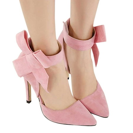 

Women s Shoes Summer Stilettos Super High Heels Exquisite Casual Roman Style Sexy Flock Bowknot Ankle Strap Sandals
