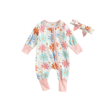Infant Baby Girl Rompers Daisy Flower Print Crew Neck Long Sleeve Jumpsuits Fall Bodysuits with Headband
Infant Baby Girl Rompers Daisy Flower Print Crew Neck Long Sleeve Jumpsuits Fall Bodysuits with Headband