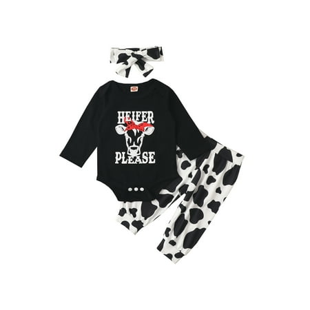 Gureui Toddler Infant Baby Boys Girls Long Pants Outfits Long Sleeve Letter Printed Romper + Cow Skin Pattern Pants + Cute Headband 3Pcs Clothes Set
Gureui Toddler Infant Baby Boys Girls Long Pants Outfits Long Sleeve Letter Printed Romper + Cow Skin Pattern Pants + Cute Headband 3Pcs Clothes Set