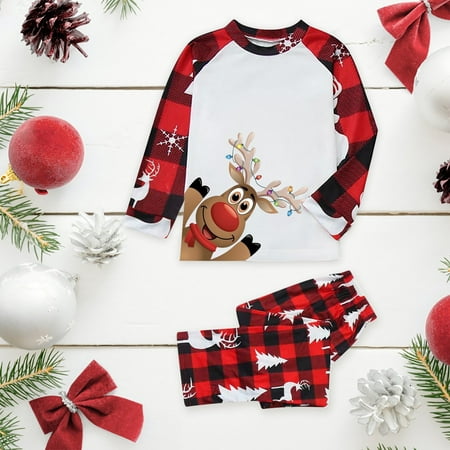 Kid Sleepwear For Christmas Family Matching Pajamas Cute Big Headed Deer Print Pjs Plaid Long Sleeve Tops And Pants Soft Casusal Holiday Sleepwear
Kid Sleepwear For Christmas Family Matching Pajamas Cute Big Headed Deer Print Pjs Plaid Long Sleeve Tops And Pants Soft Casusal Holiday Sleepwear
