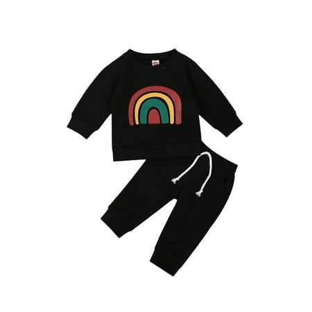 Canrulo Newborn Baby Girl Clothes Rainbow Long Sleeve Sweatshirt Top+Ruffle Pants Kids Sweatsuit Fall Winter Outfits Black 0-6 Months
Canrulo Newborn Baby Girl Clothes Rainbow Long Sleeve Sweatshirt Top+Ruffle Pants Kids Sweatsuit Fall Winter Outfits Black 0-6 Months