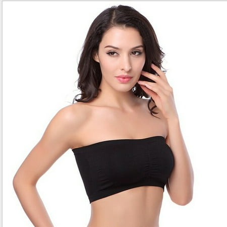 Sunisery Women s Strapless Bra Solid Color Bandeau Tube Tops Seamless Crop Tops with Removable Pads 
Sunisery Women s Strapless Bra Solid Color Bandeau Tube Tops Seamless Crop Tops with Removable Pads