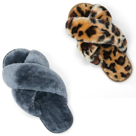 Women s Cross Band House Slippers Plush Fluffy Grey Memory Foam Slip on Slippers Cute House Shoes(CJY801 grey+leopard 04.5&05.5)
Women s Cross Band House Slippers Plush Fluffy Grey Memory Foam Slip on Slippers Cute House Shoes(CJY801 grey+leopard 04.5&05.5)