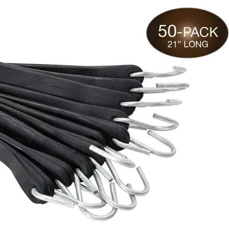 Pack of 50 Tarp Straps for Flatbed Trailers 21 Long Natural Rubber Bungee Cord Tie-Downs Ideal for Securing Tarps Canvases Cargo in Cold Climates | Tie-Downs w/Metal S-Hooks
Pack of 50 Tarp Straps for Flatbed Trailers 21 Long Natural Rubber Bungee Cord Tie-Downs Ideal for Securing Tarps Canvases Cargo in Cold Climates | Tie-Downs w/Metal S-Hooks