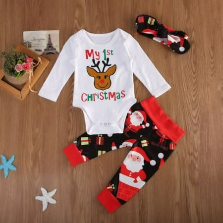 Christmas 3Pcs Clothes Set Toddler Newborn Baby Boy Girl Outfits Romper Santa Claus Bodysuit +Pant +Headband Set
Christmas 3Pcs Clothes Set Toddler Newborn Baby Boy Girl Outfits Romper Santa Claus Bodysuit +Pant +Headband Set