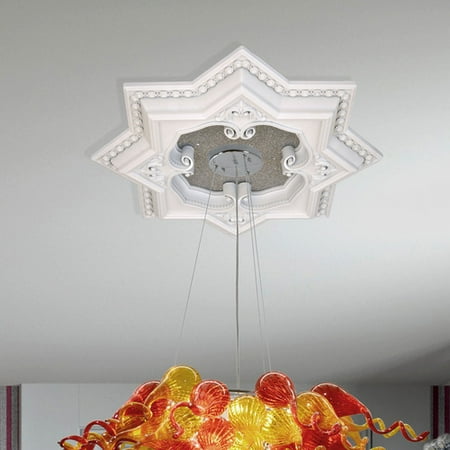 AFD White and Silver Eight Pointed Star Chandelier Ceiling Medallion 24in