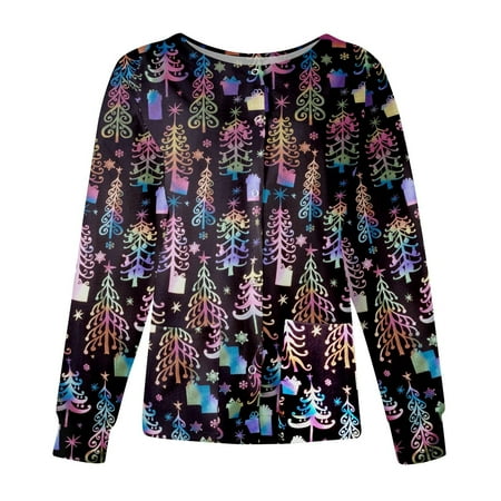 Long Sleeve Scrub Tops Women Christmas Print Crewneck Nursing Working Uniform Comfy Stretch Scrub Top with Pockets
Long Sleeve Scrub Tops Women Christmas Print Crewneck Nursing Working Uniform Comfy Stretch Scrub Top with Pockets