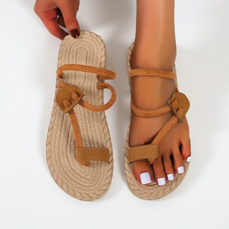 uikmnh Slippers for Women Suede Woven Bottom Slippers Set Toe Flat Beach Sandals Brown 7.5
uikmnh Slippers for Women Suede Woven Bottom Slippers Set Toe Flat Beach Sandals Brown 7.5