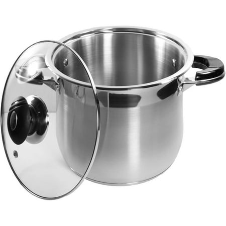10 Qt Stock Pot 18/10 Stainless Steel Super Double Capsulated Bottom w/Glass Lid