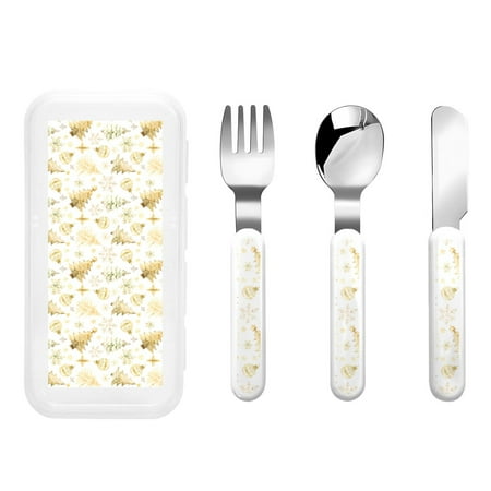 Gaeub Gold Christmas Tree Print 3-Piece Children Knife Spoon Fork Set Stainless Steel Child Flatware Set Kids Utensils Set with Case for Lunch Box (Fork Spoon Knife Combo)
Gaeub Gold Christmas Tree Print 3-Piece Children Knife Spoon Fork Set Stainless Steel Child Flatware Set Kids Utensils Set with Case for Lunch Box (Fork Spoon Knife Combo)