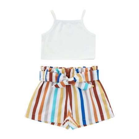 Canrulo Baby Girl Clothing Sleeveless Crop Top Vest+Colorful Striped Shorts With Belt Summer 2pcs Outfits White 12-18 Months
Canrulo Baby Girl Clothing Sleeveless Crop Top Vest+Colorful Striped Shorts With Belt Summer 2pcs Outfits White 12-18 Months