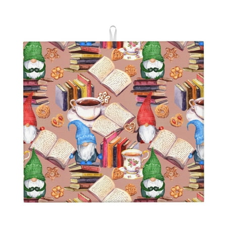 Dish Drying Mats for Kitchen Counter Gnomes Books Tea Cups 16x18in Dish Drying Pad Coffee Mat with Hanging Loop Super absorbent Kitchen Counter Mat Coffee Bar Accessories
Dish Drying Mats for Kitchen Counter Gnomes Books Tea Cups 16x18in Dish Drying Pad Coffee Mat with Hanging Loop Super absorbent Kitchen Counter Mat Coffee Bar Accessories
