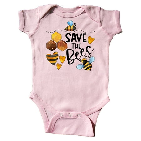 Inktastic Save the Bees Cute Bees and Hearts Gift Baby Boy or Baby Girl Bodysuit