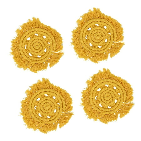 Coasters Heat Insulation Mat Round Soft Cotton Hand Made Light Weight With Tassel For Bowl Yellow
Coasters Heat Insulation Mat Round Soft Cotton Hand Made Light Weight With Tassel For Bowl Yellow