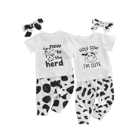 Cute Baby Girls Outfits Summer 3Pcs Clothes Set Infant Newborn Cow Print Round Neck Short Sleeve T-shirt+Dot Pants 3-24M
Cute Baby Girls Outfits Summer 3Pcs Clothes Set Infant Newborn Cow Print Round Neck Short Sleeve T-shirt+Dot Pants 3-24M