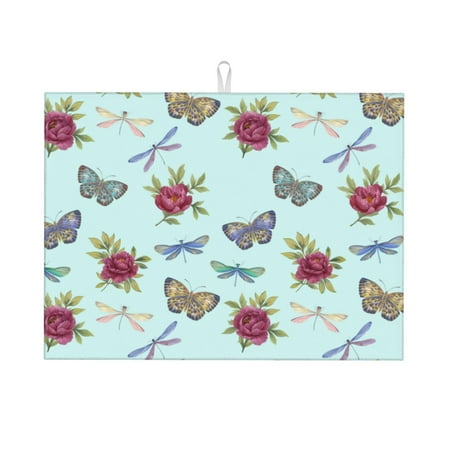 Dish Drying Mats for Kitchen Counter - Butterfly Dragonfly Carnation 18x24in Dish Drying Pad Coffee Mat with Hanging Loop Super Absorbent Kitchen Counter Mat Coffee Bar Accessories
Dish Drying Mats for Kitchen Counter - Butterfly Dragonfly Carnation 18x24in Dish Drying Pad Coffee Mat with Hanging Loop Super Absorbent Kitchen Counter Mat Coffee Bar Accessories