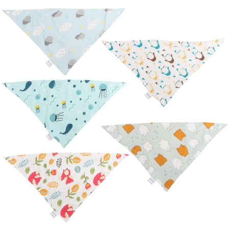 5Pcs Baby Triangle Bib Cartoon New-born Baby Bib Adorable Baby Drool Bib