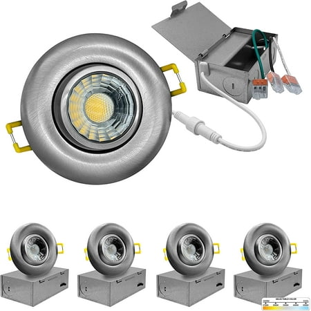 KUSONG 3 Inch LED Gimbal Recessed Downlight 4 Pack Canless All-in-1 LED Light with 5 CCT Color Switch 2700K - 5000K 8W 600 Lumens 120V Dimmable Brushed Nickel
KUSONG 3 Inch LED Gimbal Recessed Downlight 4 Pack Canless All-in-1 LED Light with 5 CCT Color Switch 2700K - 5000K 8W 600 Lumens 120V Dimmable Brushed Nickel