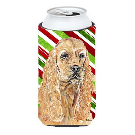 Cocker Spaniel Candy Cane Christmas Tall Boy bottle sleeve Hugger - 22 To 24 oz.