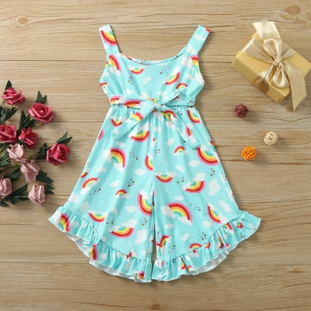 Baby Kids Girls Sleeveless Rainbow Print One Piece Strap Romper jumpsuit Blue 120
Baby Kids Girls Sleeveless Rainbow Print One Piece Strap Romper jumpsuit Blue 120