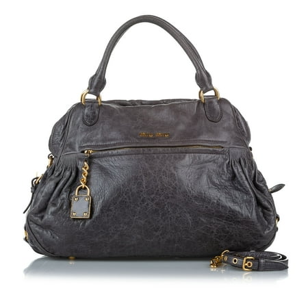 Women Pre-Owned Authenticated Miu Miu Satchel Calf Leather Brown