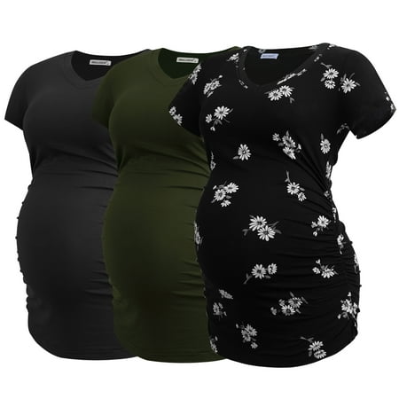 Smallshow Women s V Neck Maternity Tops Clothes Short Sleeve Pregnancy T Shirts 3-Pack
Smallshow Women s V Neck Maternity Tops Clothes Short Sleeve Pregnancy T Shirts 3-Pack