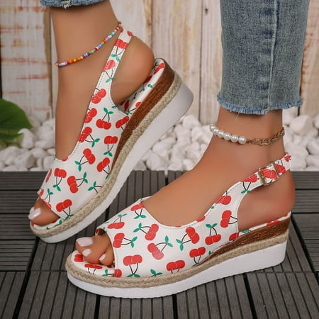 Ediodpoh Ladies Summer Cherry Printed Soft Leather Buckle Slope Heel Thick Bottom Large Size Fish Mouth Sandals Womens Sandals Green 8.5(41)
Ediodpoh Ladies Summer Cherry Printed Soft Leather Buckle Slope Heel Thick Bottom Large Size Fish Mouth Sandals Womens Sandals Green 8.5(41)