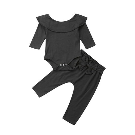 Canrulo Newborn Baby Girl Long Sleeve Off Shoulder Ruffle Romper Bodysuit and Bowknot Pants Outfits Black 0-3 Months
Canrulo Newborn Baby Girl Long Sleeve Off Shoulder Ruffle Romper Bodysuit and Bowknot Pants Outfits Black 0-3 Months