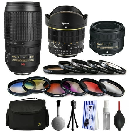Nikon VR 70-300mm Lens + 50mm f\/1.8G + 6.5mm f\/3.5 Fisheye Lens Bundle Package + Filters & Accessories for Nikon DF D7200 D7100 D7000 D5500 D5300 D5200 D5100 D5000 D3300 D3200 D3100 D3000 D300S D90 Nikon VR 70-300mm Lens + 50mm f\/1.8G + 6.5mm f\/3.5 Fisheye Lens Bundle Package + Filters & Accessories for Nikon DF D7200 D7100 D7000 D5500 D5300 D5200 D5100 D5000 D3300 D3200 D3100 D3000 D300S D90
