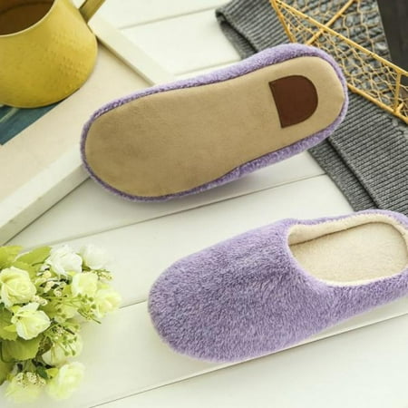 

Women s Faux Fur Winter Slippers Fluffy Soft Warm Slip On House Slippers Anti-Skid Soft Soles Cozy Plush Indoor House Shoes Comfy Slipper Size 5-10 Purple