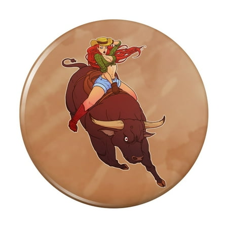 Cowgirl Pinup Riding Bucking Bull Rodeo Kitchen Refrigerator Locker Button Magnet
Cowgirl Pinup Riding Bucking Bull Rodeo Kitchen Refrigerator Locker Button Magnet