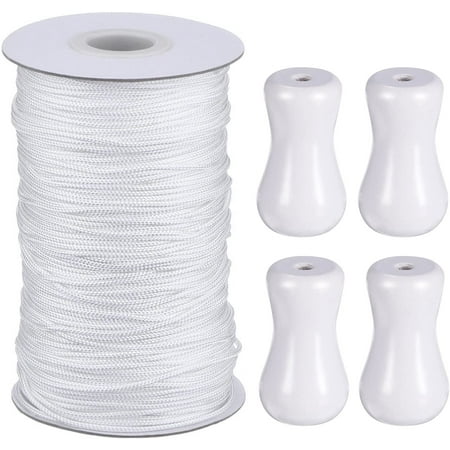 1.8mm Braided Shade Rope 55 Yards/Roll with 4 Pieces Wooden Pendant for Aluminum Blind Shade Gardening Plant and Crafts (White) -
1.8mm Braided Shade Rope 55 Yards/Roll with 4 Pieces Wooden Pendant for Aluminum Blind Shade Gardening Plant and Crafts (White) -