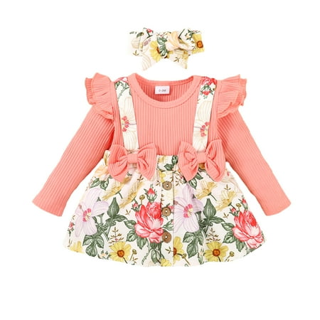 KIMI BEAR Newborn Baby Girls Romper Outfits 0 Months Newborn Girls Fall Winter Clothes 3 Months Girls Floral Pattern Long Sleeve Romper Dress Headband 2PCs Set Pink
KIMI BEAR Newborn Baby Girls Romper Outfits 0 Months Newborn Girls Fall Winter Clothes 3 Months Girls Floral Pattern Long Sleeve Romper Dress Headband 2PCs Set Pink