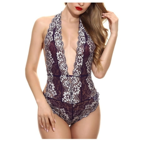 BIZIZA Women Babydoll Halter One Piece Deep V Neck Bodysuit Lace Sexy Lingerie Teddy Purple XXL
BIZIZA Women Babydoll Halter One Piece Deep V Neck Bodysuit Lace Sexy Lingerie Teddy Purple XXL