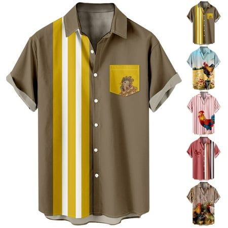 Mens Summer Tropical Shirts Casual Button Down Hawaiian Shirt for Men