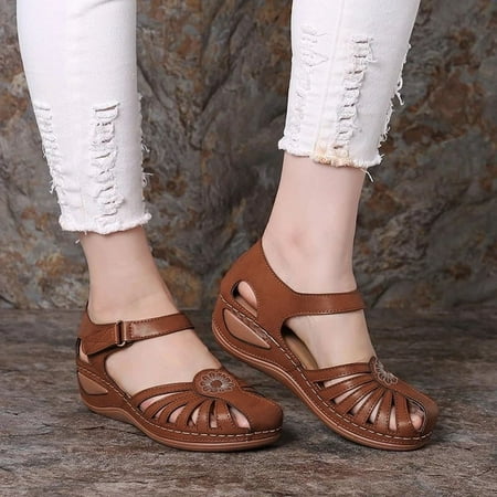 ZHELIYO Women s sandals Large Size Buckle Toe Breathable Hollow Retro Sandals Round Strap Flat Ladies Women s sandals Brown 11
ZHELIYO Women s sandals Large Size Buckle Toe Breathable Hollow Retro Sandals Round Strap Flat Ladies Women s sandals Brown 11