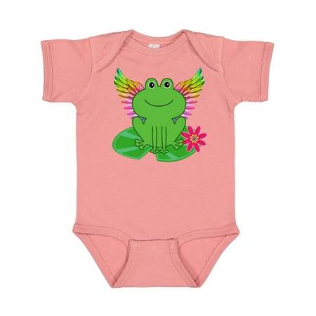 Inktastic Frog Lily Pad Wings Gift Baby Girl Bodysuit