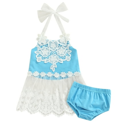 CenturyX Infant Baby Girls Summer Clothes Outfits Set Hanger Lace Tulle Skirt Hem Camisole Tops Shorts Suit Blue 3-6 Months
CenturyX Infant Baby Girls Summer Clothes Outfits Set Hanger Lace Tulle Skirt Hem Camisole Tops Shorts Suit Blue 3-6 Months