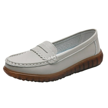 GWAABD Casual Flat Shoes Breathable Work Shoes Women Shoes In Non Slip Sole White Leather Shoes