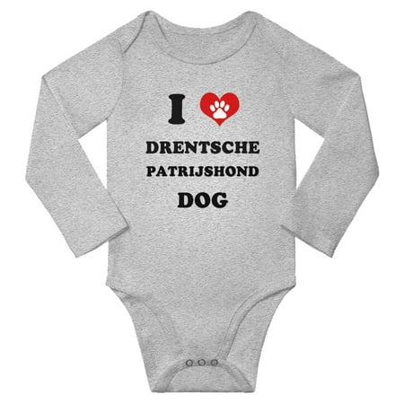 I Heart Drentsche Patrijshond Dog Baby Long Romper (Gray 12-18 Months)