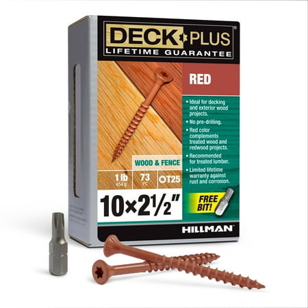 Deck Plus Star Flat Head Exterior Deck Screws Red Steel No.10 x 2.5 1lb box 48429
Deck Plus Star Flat Head Exterior Deck Screws Red Steel No.10 x 2.5 1lb box 48429