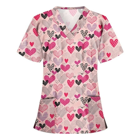 Womens Tops Clearance under $15 Ladies Short Sleeve Graphic Heart Love Work Scrub Uniform Top Tee Fall Summer Vneck Top for Teen Girls 12 12
Womens Tops Clearance under $15 Ladies Short Sleeve Graphic Heart Love Work Scrub Uniform Top Tee Fall Summer Vneck Top for Teen Girls 12 12