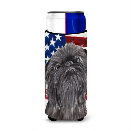 Brussels Griffon USA American Flag Ultra Beverage Insulators for slim cans