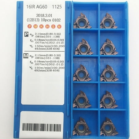 10pcs 16IR AG60 1125 CNC Carbide Insert Lathe Threading inserts 16IR 3/8\ AG60