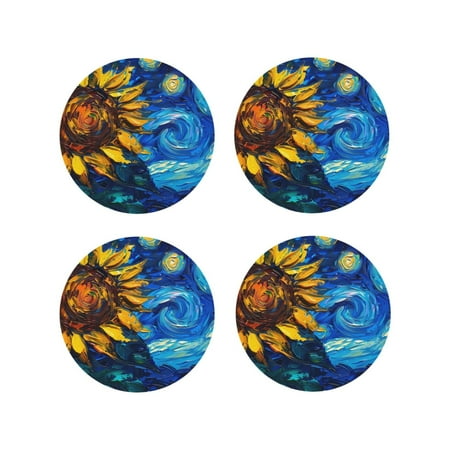 Leather Coasters with Heat-resistant for Drinks Sunflower Starry Night Vibes -标题2 Round Shape
Leather Coasters with Heat-resistant for Drinks Sunflower Starry Night Vibes -标题2 Round Shape