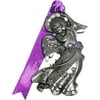 Pewter Finish Dancing Angel Ornament with Violet Swarovski Crystal Stone