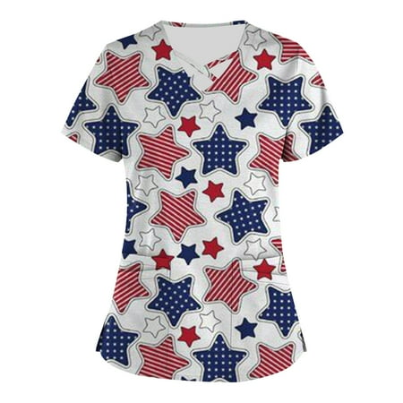 Fashion Gift! MIARHB Plus Size independence Day Printed Scrub Working Uniform Tops for Women Cross V-Neck Short Sleeve Fun T-Shirts Workwear Tee with Pockets dresses for women 2023 Blue M
Fashion Gift! MIARHB Plus Size independence Day Printed Scrub Working Uniform Tops for Women Cross V-Neck Short Sleeve Fun T-Shirts Workwear Tee with Pockets dresses for women 2023 Blue M