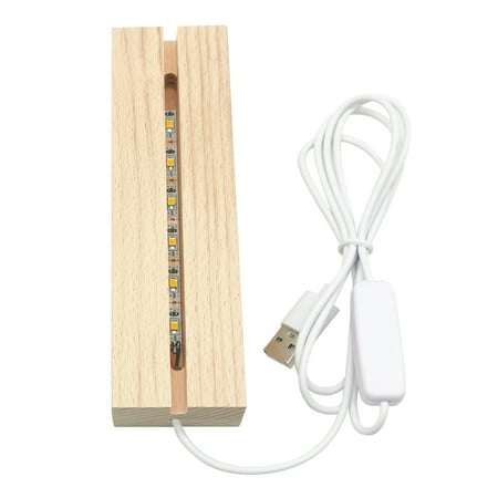 EDFRWWS LED Wood Display Base-Rectangle Crystal USB Lighted Stand for Resin rt