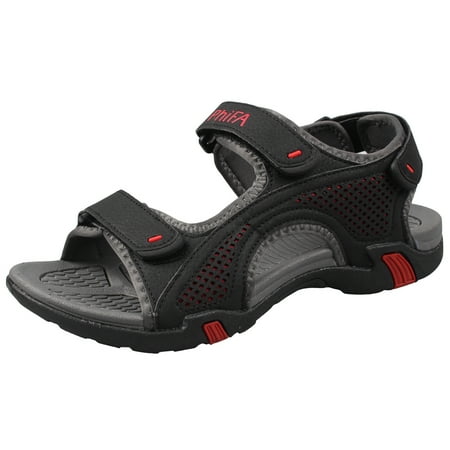 PhiFA Men s Synthetic Leather Sandals Opened Toe Black US Size 11